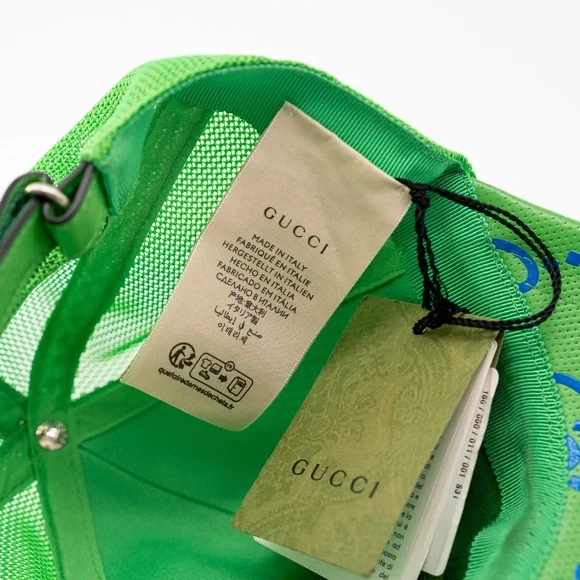 size S - Gucci Leather Green Cap Baseball Hat GG Blue